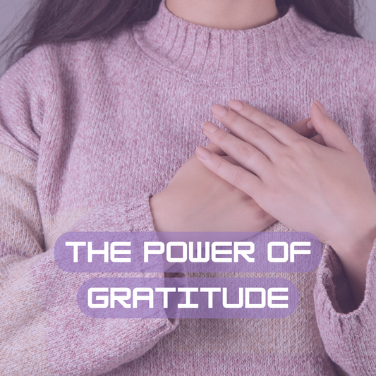 the power of gratitude with a picture of a woman with hands over her heart