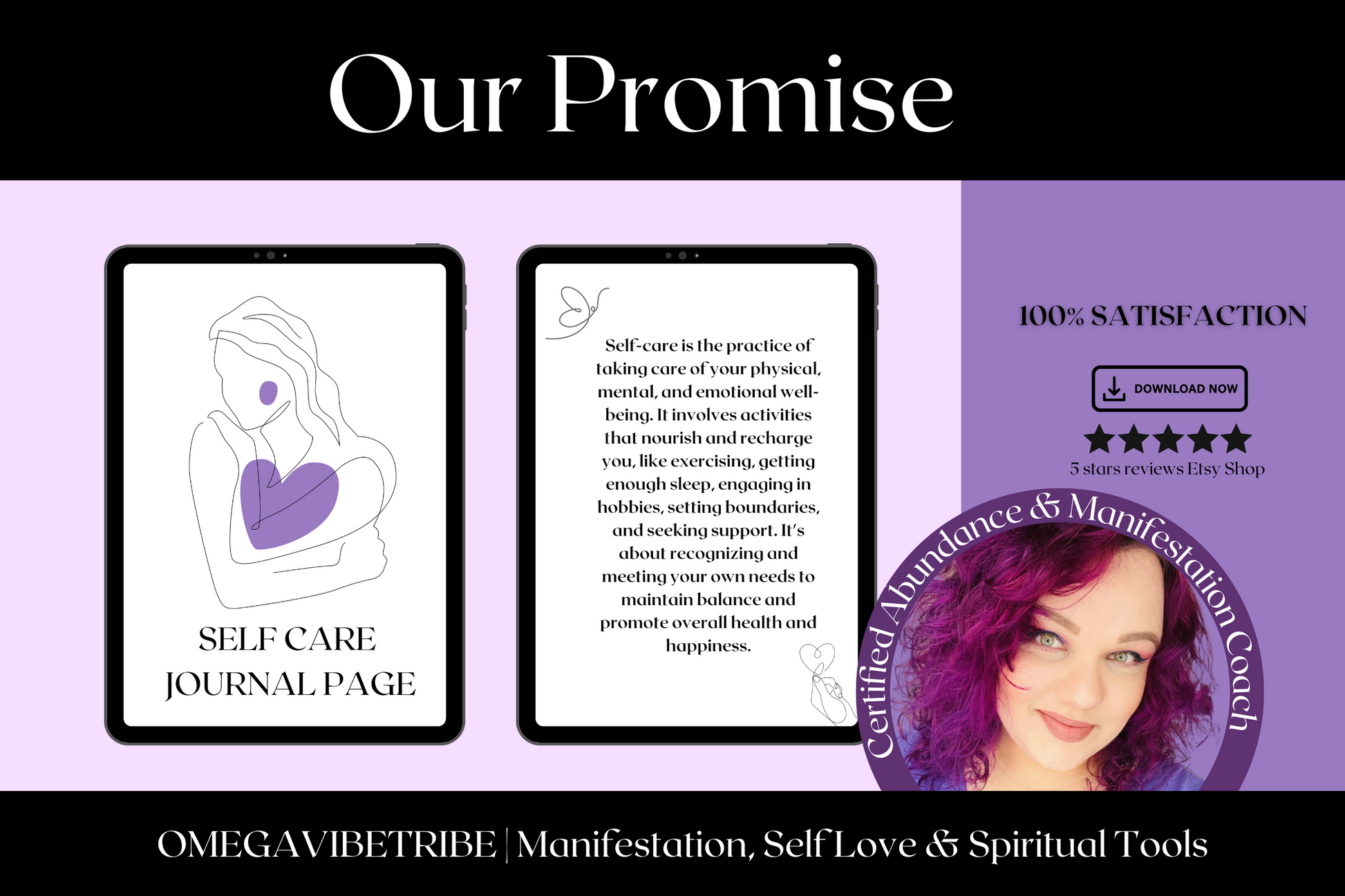 this page shows the promise of the satisfaction of the self care printable journal page