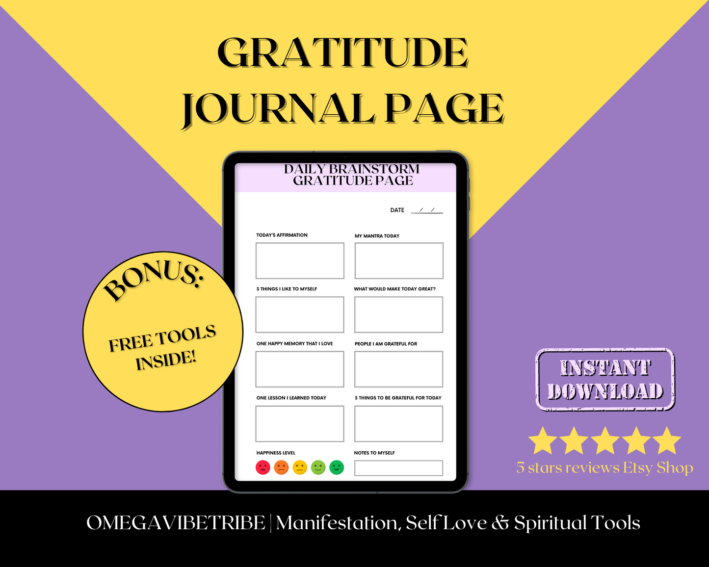 page with the product daily brainstorm gratitude journal