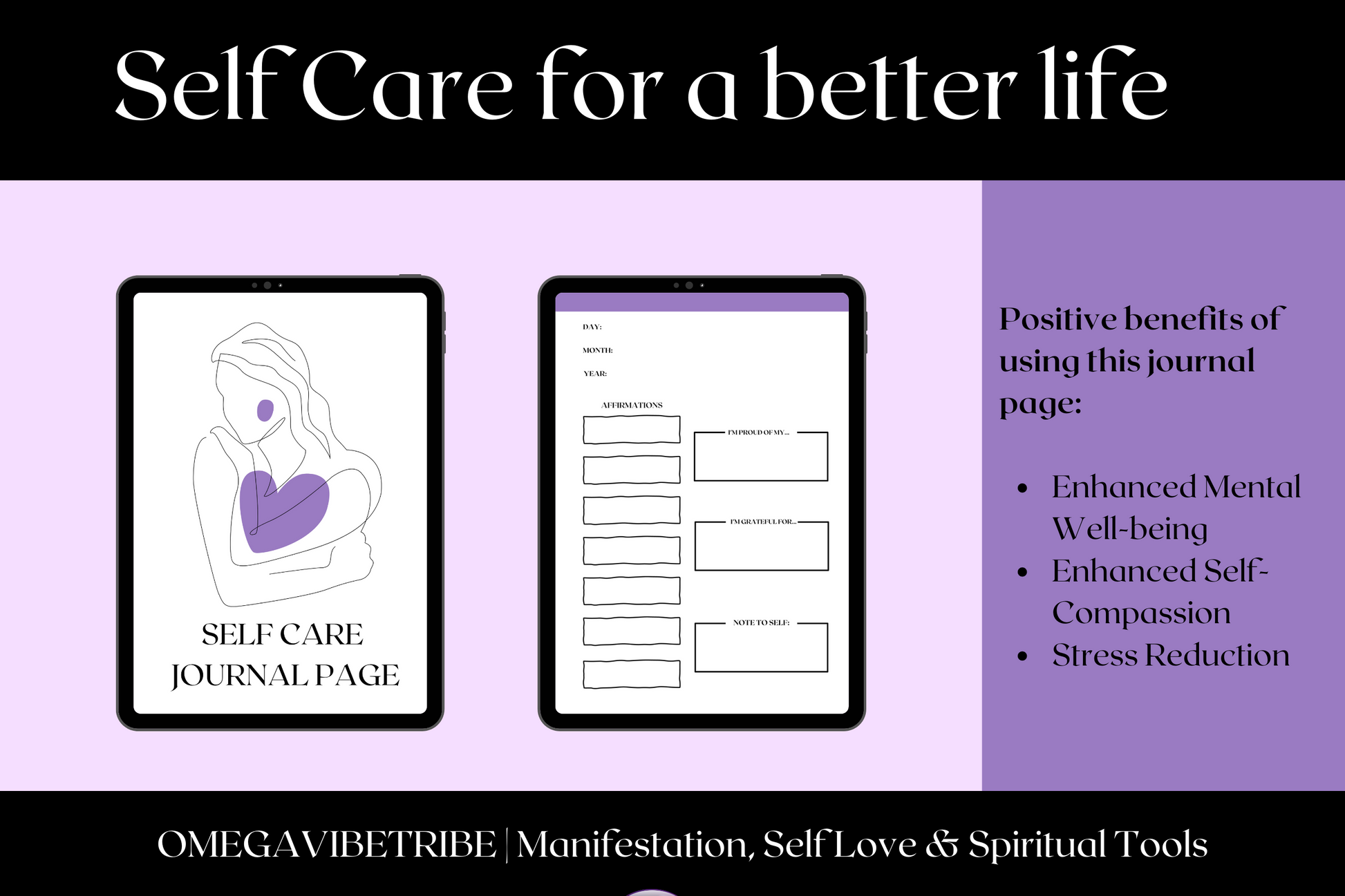 self care for a better life - this is what this photo shows and also the benefits of using this journal page.