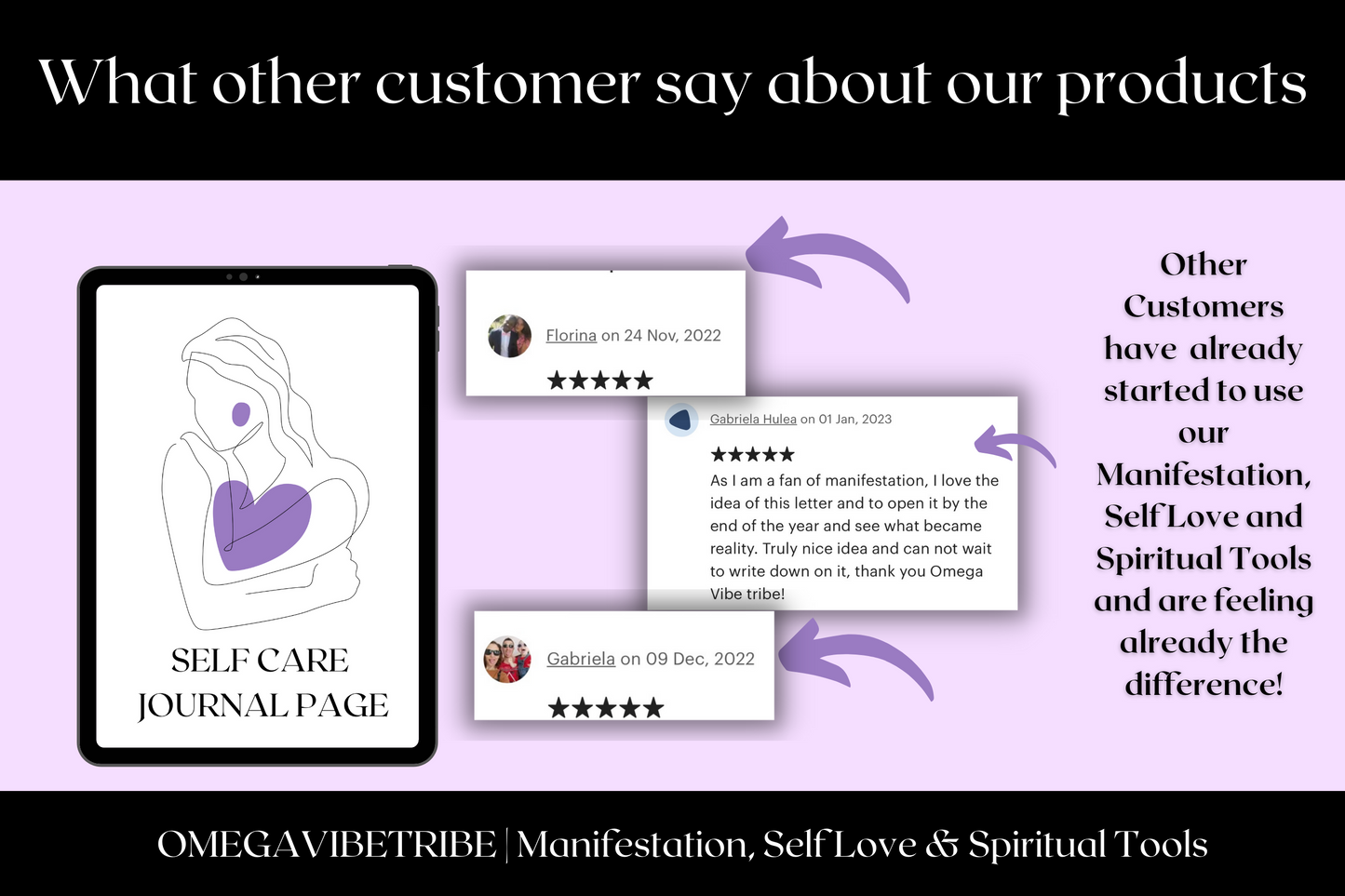 this page shows the 5 star reviews of the Omega Vibe Tribe customers