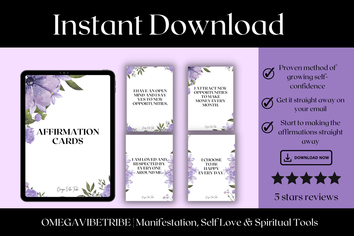 buy these affirmation cards printable and download it instantly.