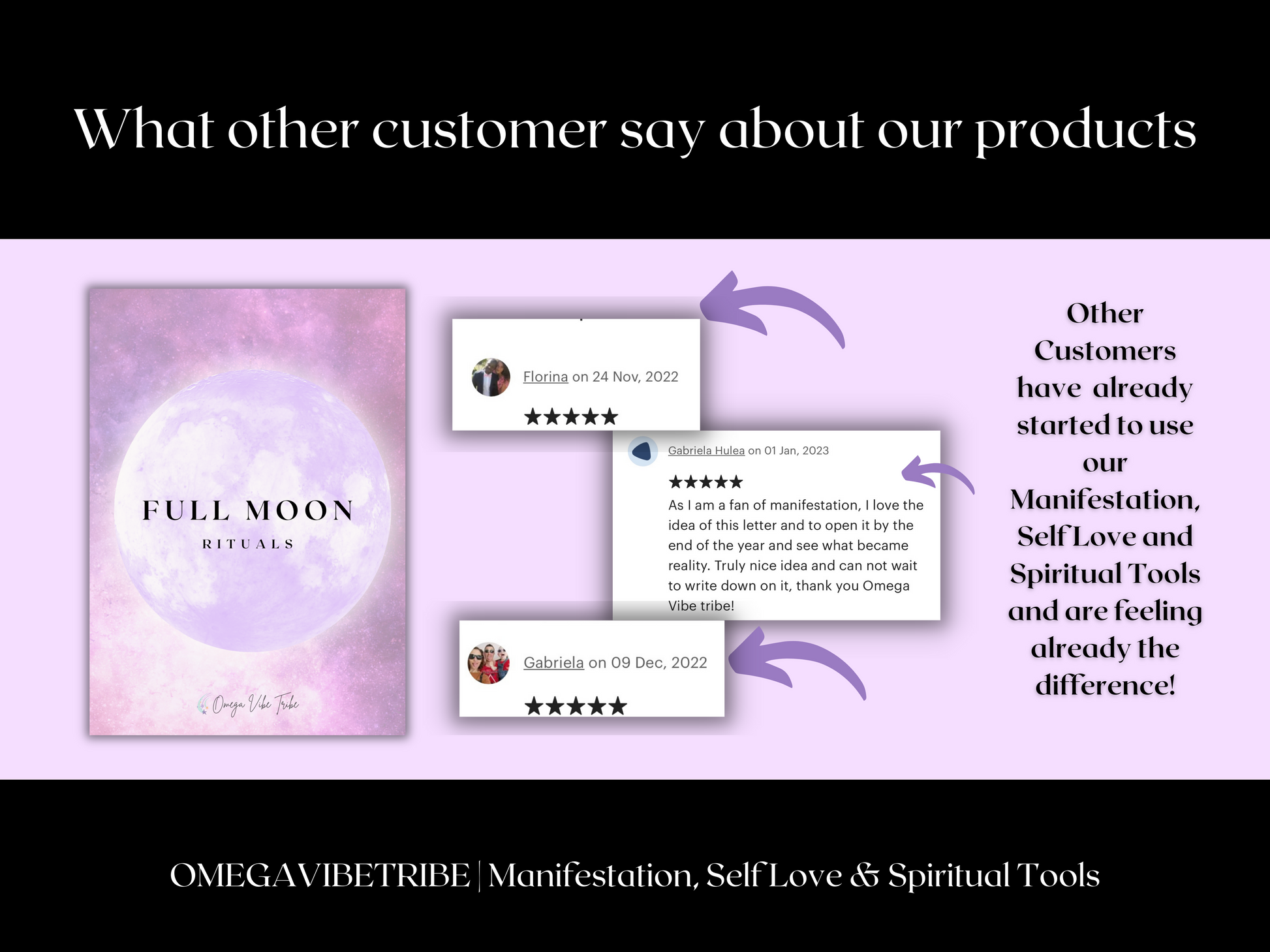 Full moon rituals journal workbook and reviews from Omega Vibe Tribe customers