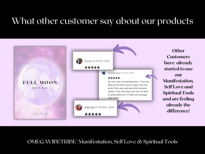 Full moon rituals journal workbook and reviews from Omega Vibe Tribe customers