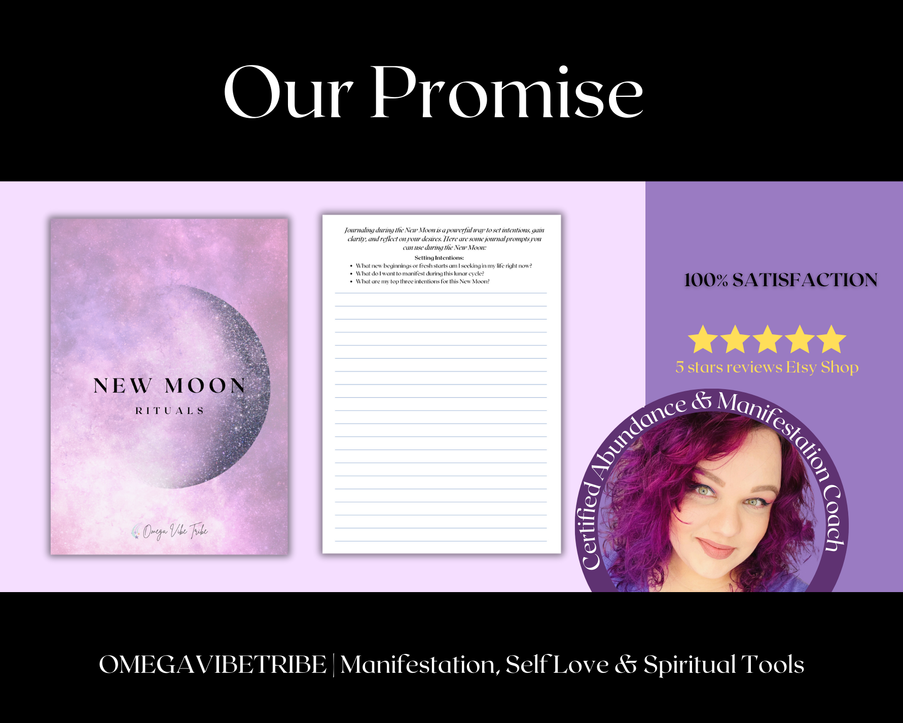 picture with our promise on the new moon rituals ebook that is 100% satisfaction