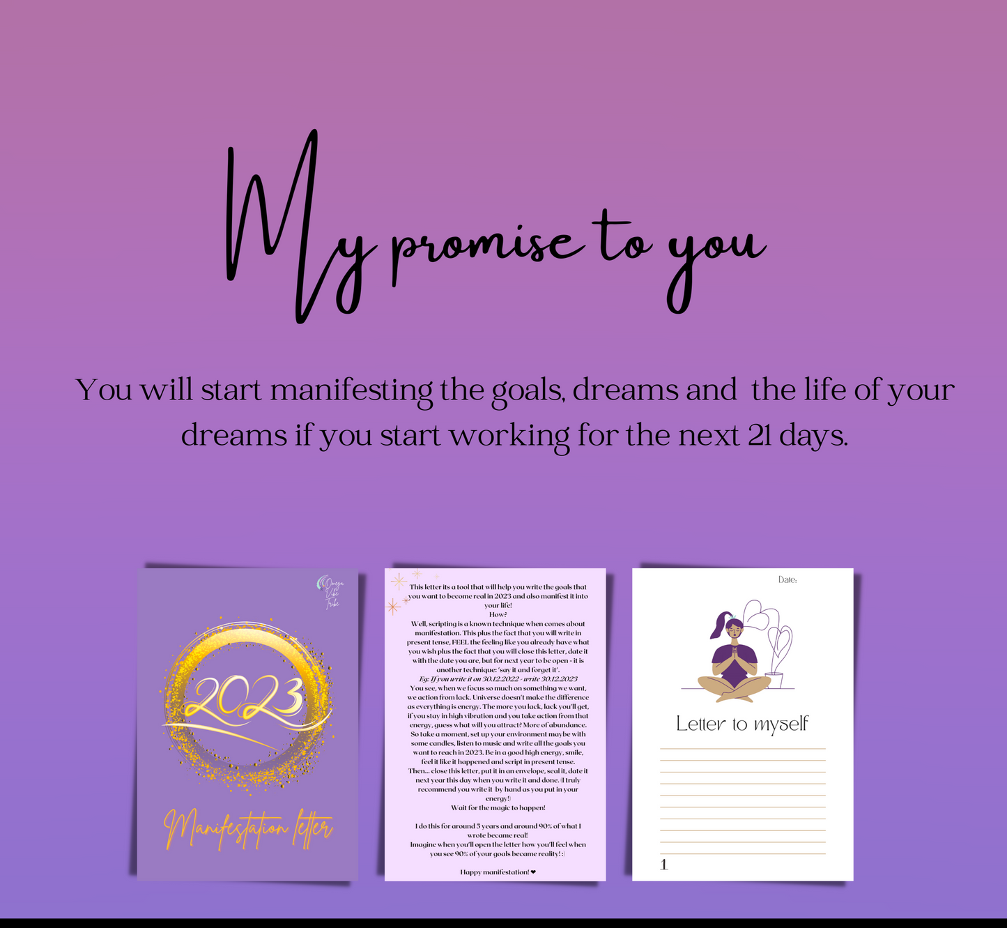 promise to you if you get this manifestation letter today: you will stsrt manifesting the goals, dreams and the life of your dreams if you start working on it for the next 21 days.